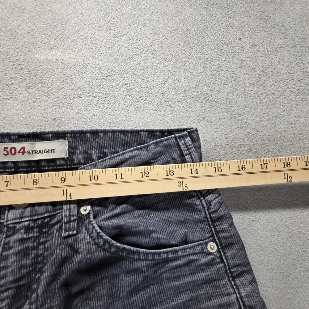 Vintage Levis 504 Jeans Mens 28x32 Gray Corduroy Straight Engineered Zip Fly
